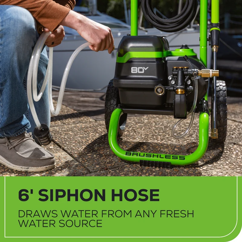 80V 3000 PSI 2.0 GPM Brushless Pressure Washer, (2) 4.0Ah Batteries and Dual Port Charger Included