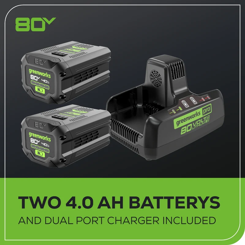 80V 3000 PSI 2.0 GPM Brushless Pressure Washer, (2) 4.0Ah Batteries and Dual Port Charger Included