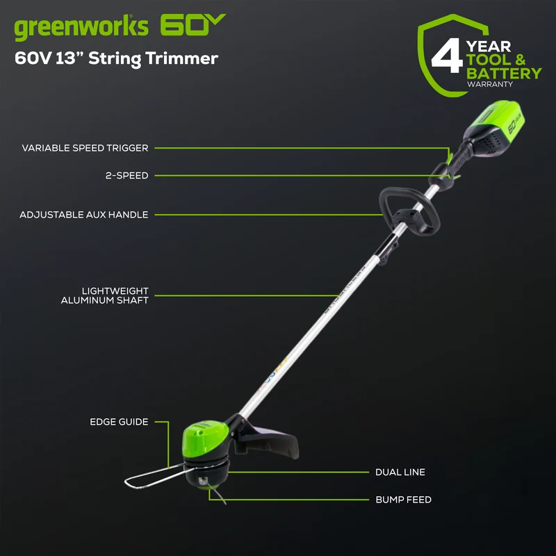 60V 13" String Trimmer, 2.0Ah Battery and Charger Included