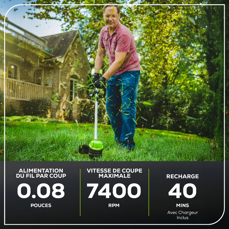 60V 13" String Trimmer, 2.0Ah Battery and Charger Included