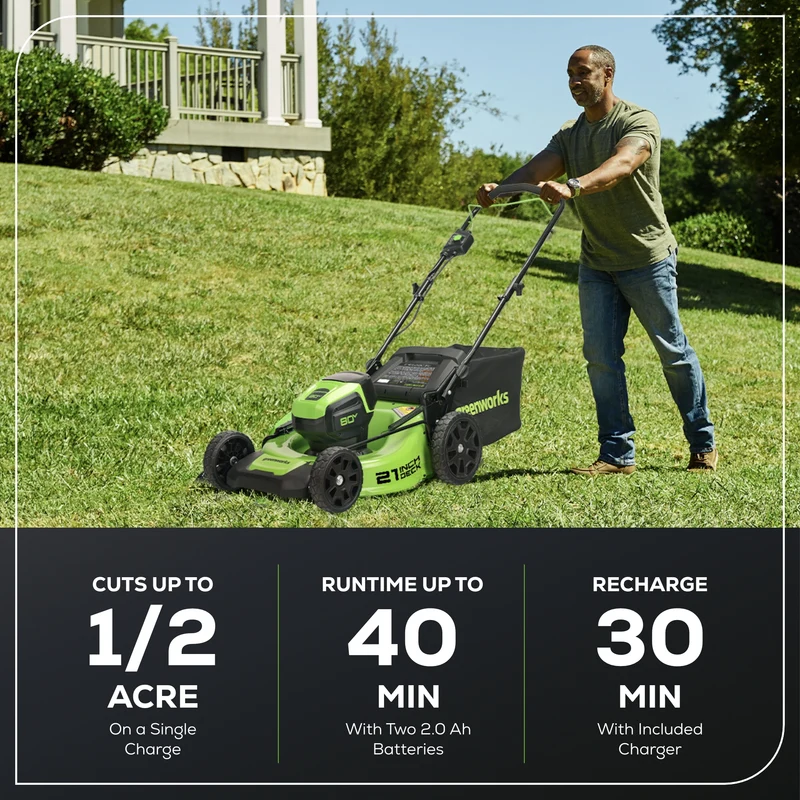 80V 21" Brushless Lawn Mower, (2) 2.0Ah Batteries and Charger Included - GLM801601