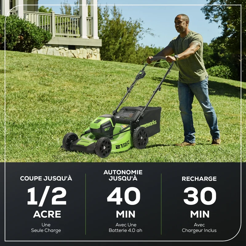 80V 21" Brushless Lawn Mower, (2) 2.0Ah Batteries and Charger Included - GLM801601