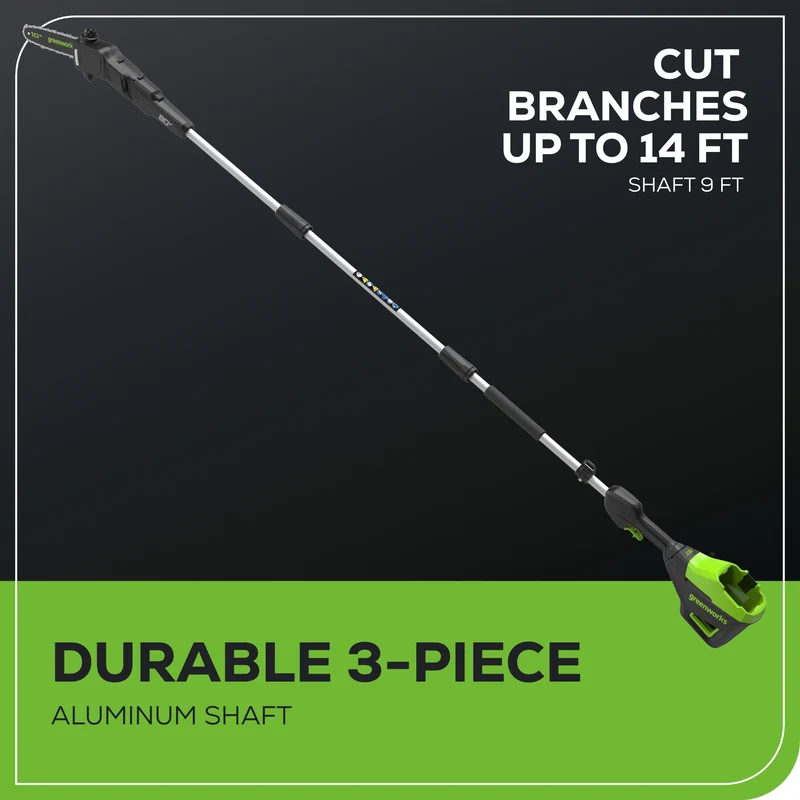 80V 10" Pole Saw & 20" Pole Hedger Attachment, 2.0 Ah Battery & Rapid Charger Included