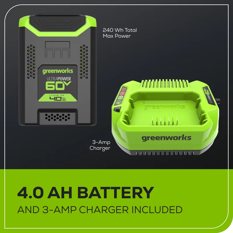 60V 16" Top Mount String Trimmer, (1) 4.0 Ah Battery & 3 Amp Charger Included