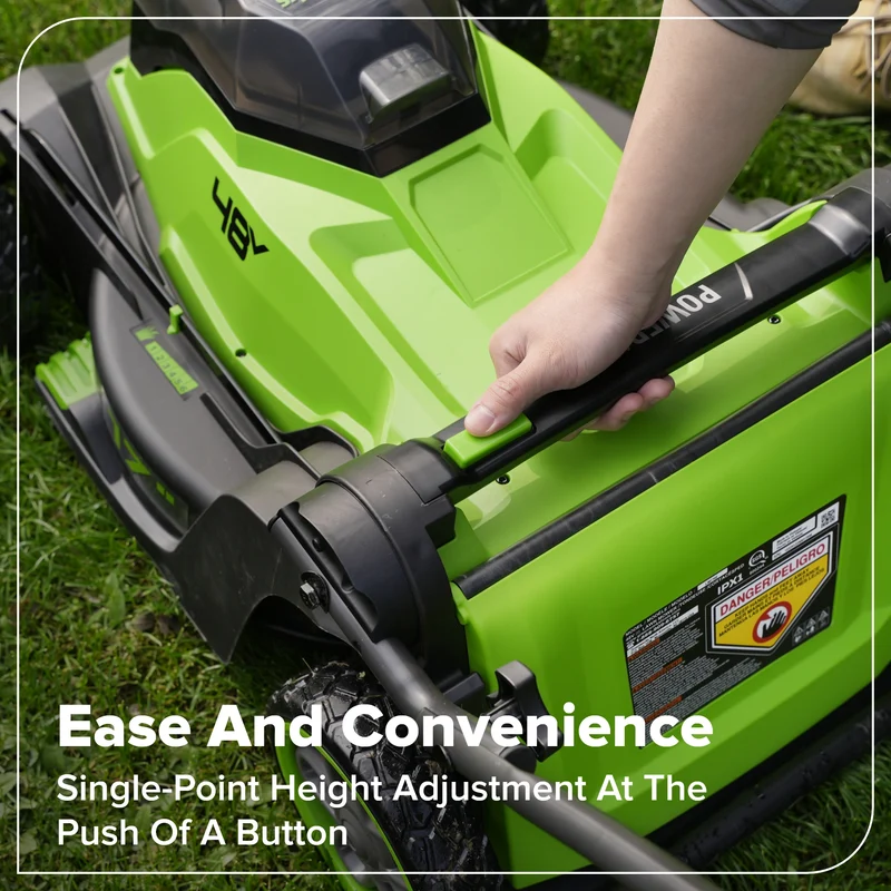 48V (24V x 2) 17" Brushless Mower & Blower & Trimmer Combo Kit, (2) 4.0Ah Batteries and 65W Type-C Charger with (2) 3-FT Cables Included