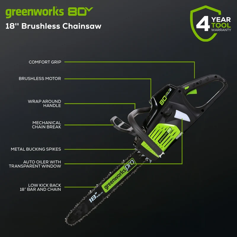 80V 18" Brushless Chainsaw (Tool Only)