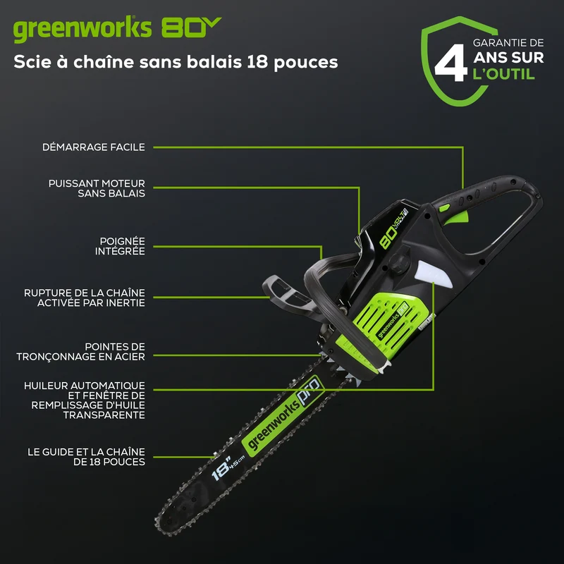 80V 18" Brushless Chainsaw (Tool Only)