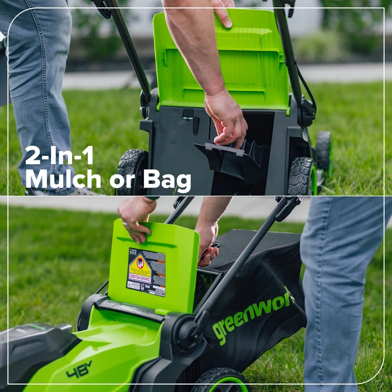 48V (24V x 2) 17" Brushless Lawn Mower, (2) 4.0Ah Batteries & Dual-Port Charger Included