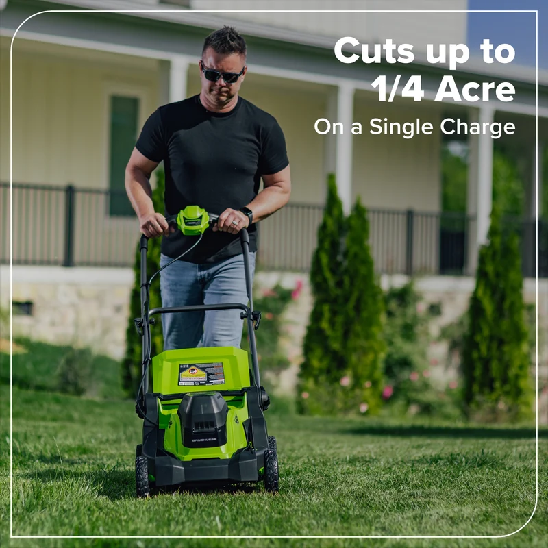 48V (24V x 2) 17" Brushless Lawn Mower, (2) 4.0Ah Batteries & Dual-Port Charger Included