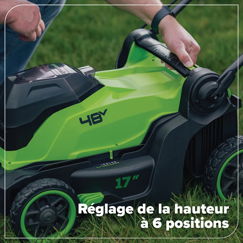 48V (24V x 2) 17" Brushless Lawn Mower, (2) 4.0Ah Batteries & Dual-Port Charger Included