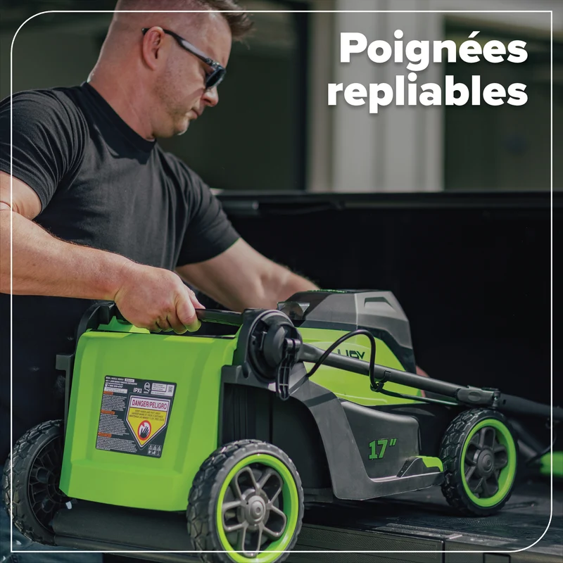 48V (24V x 2) 17" Brushless Lawn Mower, (2) 4.0Ah Batteries & Dual-Port Charger Included