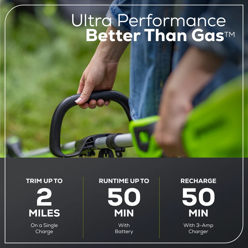 60V 16" String Trimmer & 630 CFM - 170 MPH Blower Combo, 2.5Ah Battery and 3A Charger Included