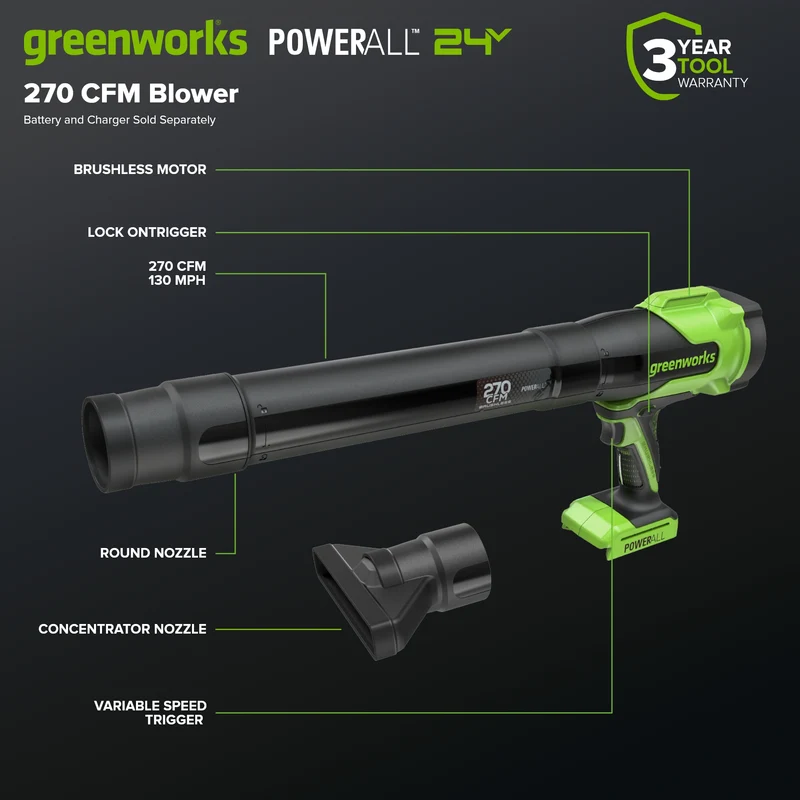 24V Brushless 270 CFM - 130 MPH Blower (Tool Only)