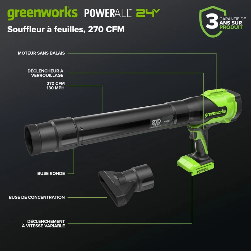 24V Brushless 270 CFM - 130 MPH Blower (Tool Only)