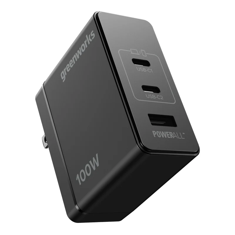 Greenworks POWERALL 100W Charger with (2) USB-C ports and USB-A Port
