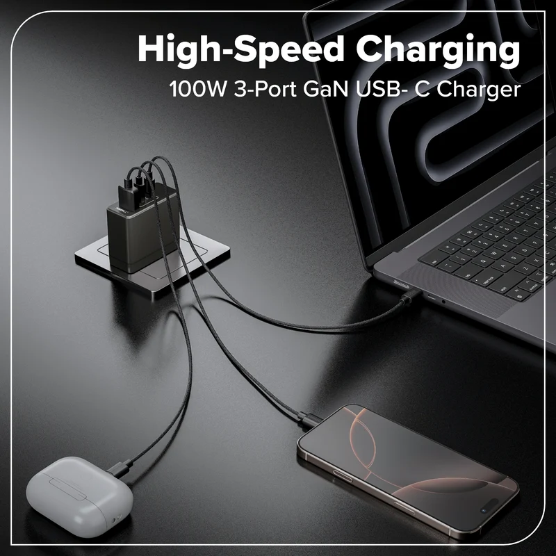 Greenworks POWERALL 100W Charger with (2) USB-C ports and USB-A Port
