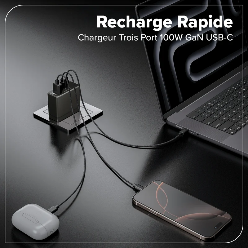 Greenworks POWERALL 100W Charger with (2) USB-C ports and USB-A Port