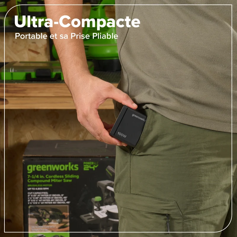 Greenworks POWERALL 100W Charger with (2) USB-C ports and USB-A Port