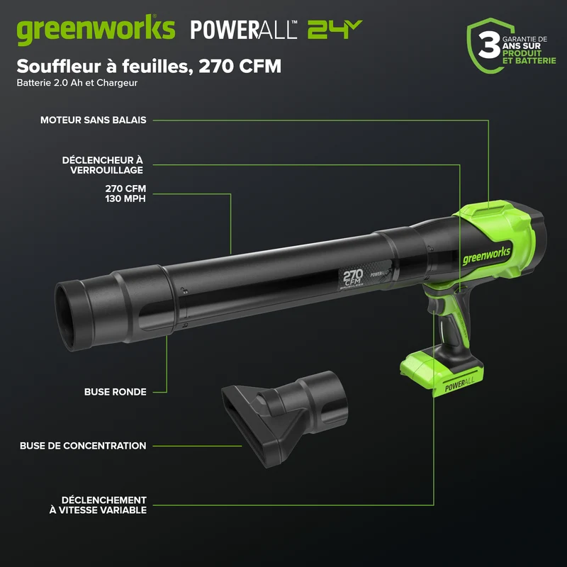 24V 12" Brushless String Trimmer & 270 CFM Blower, 2.0Ah Battery with 30W Type-C Charger and 3-FT Cables Included