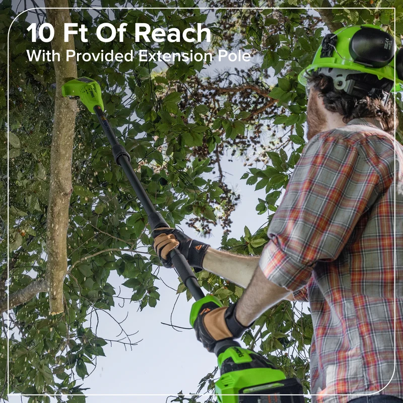 24V Brushless 8" Pole Saw, 2.0Ah Battery and 30W Type-C Charger (3-FT) Included