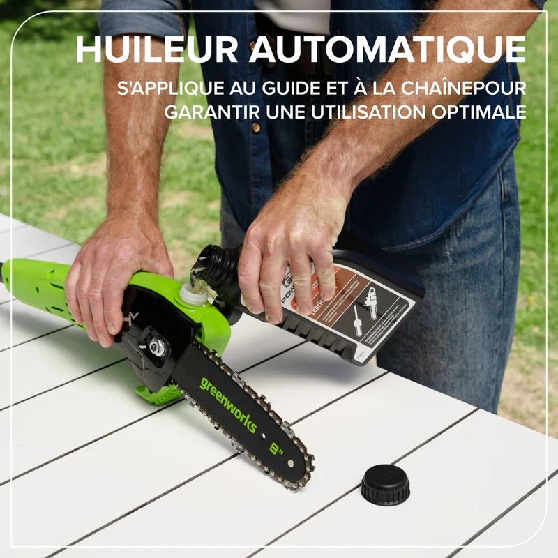 24V Brushless 8" Pole Saw, 2.0Ah Battery and 30W Type-C Charger (3-FT) Included