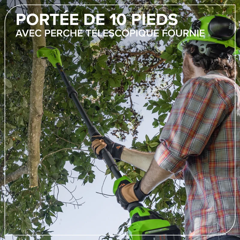 24V Brushless 8" Pole Saw, 2.0Ah Battery and 30W Type-C Charger (3-FT) Included