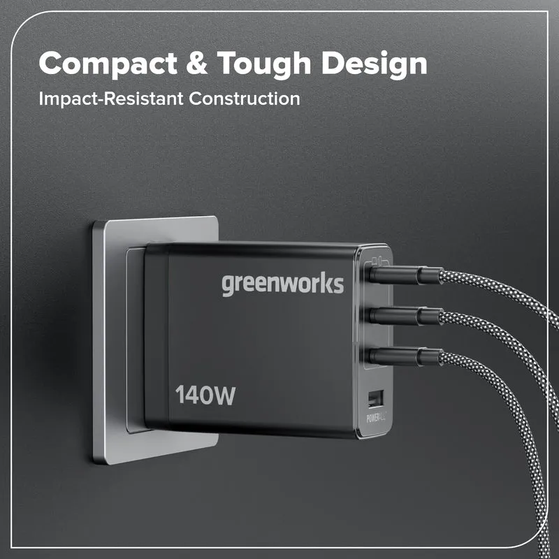 Greenworks POWERALL 140W Charger, (3) USB-C Ports and USB-A Port