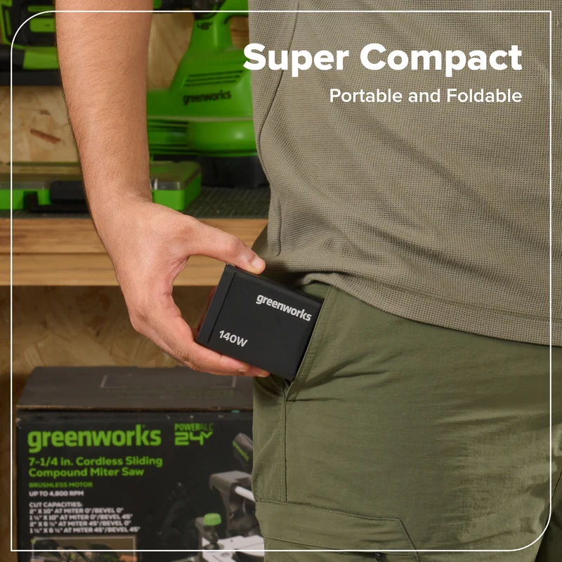 Greenworks POWERALL 140W Charger, (3) USB-C Ports and USB-A Port