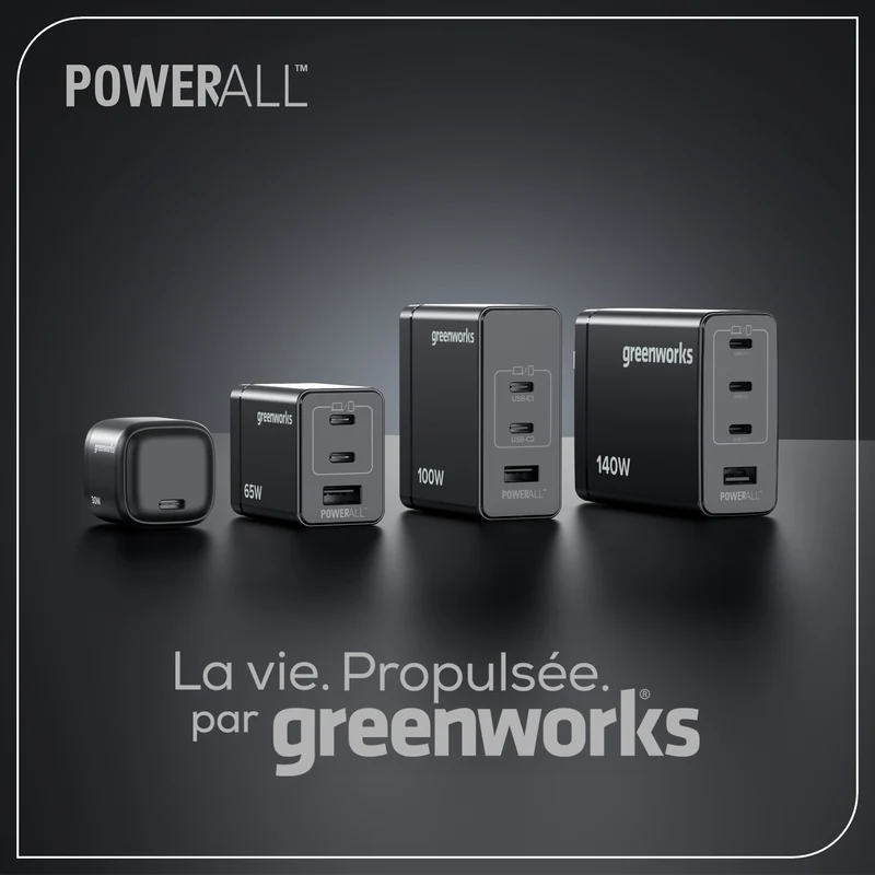 Greenworks POWERALL 140W Charger, (3) USB-C Ports and USB-A Port