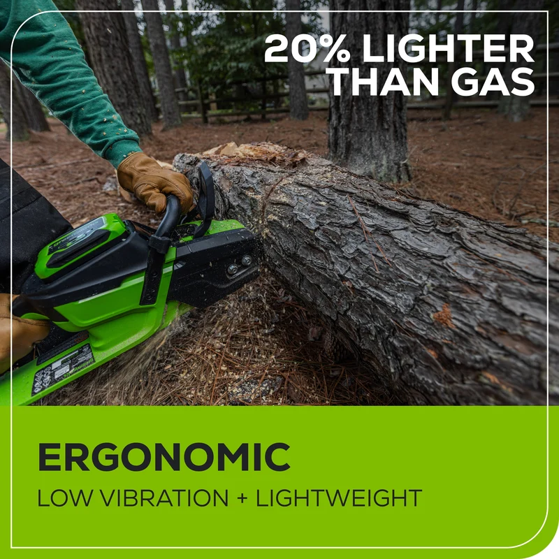60V 16" 1.5kW Brushless Chainsaw, 2.5 Ah Battery & 3 Amp Charger Included