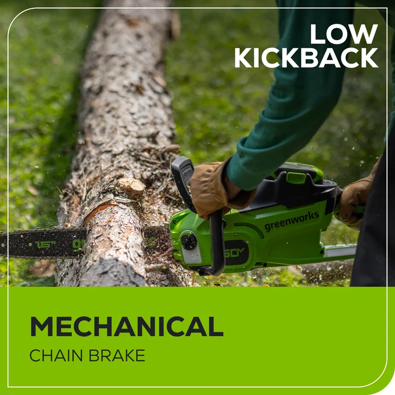 60V 16" 1.5kW Brushless Chainsaw, 2.5 Ah Battery & 3 Amp Charger Included