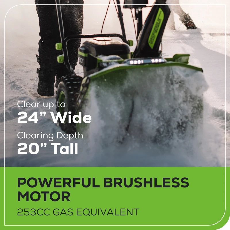 80V 24" Dual Stage Snow Thrower, (3) 4.0Ah Batteries and Charger BONUS: Protective Cover