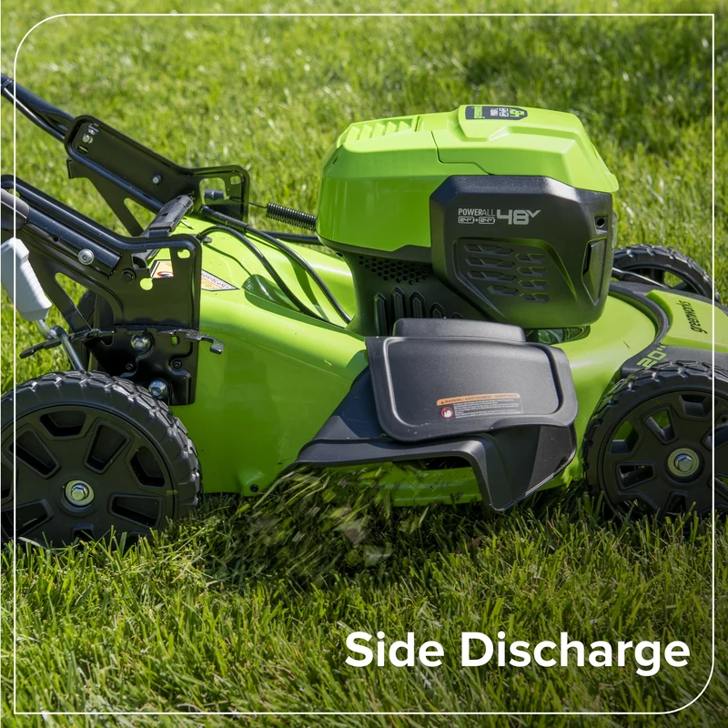 48V (24V x 2) 21" Brushless Self-Propelled Mower, (2) 5Ah USB Batteries and 4A Dual Port Charger