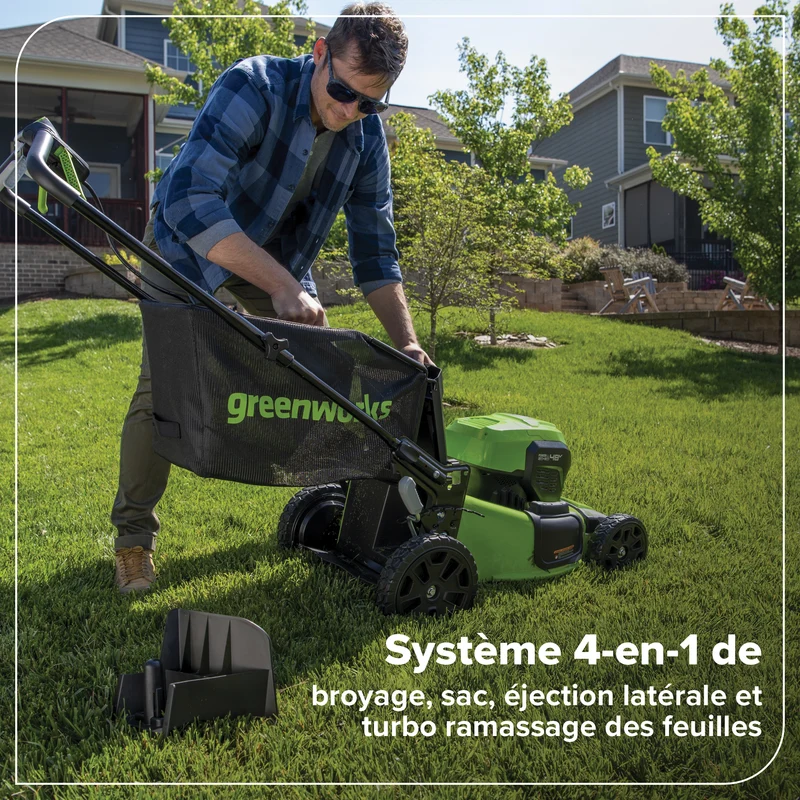 48V (24V x 2) 21" Brushless Self-Propelled Mower, (2) 5Ah USB Batteries and 4A Dual Port Charger