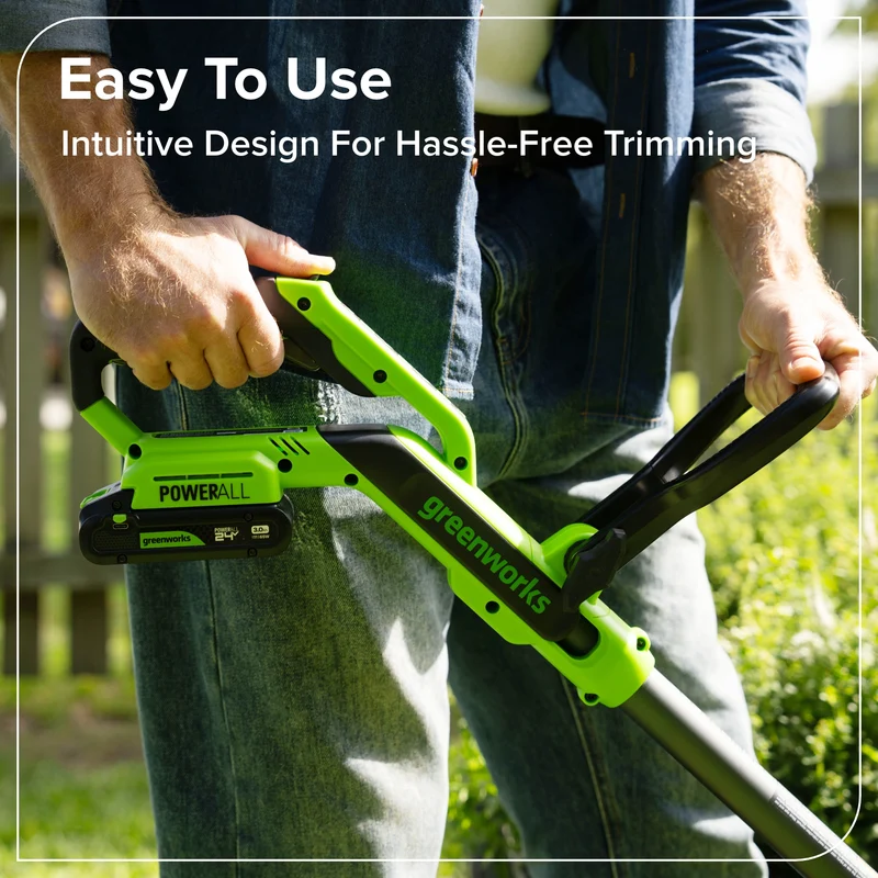 24V 12" Brushless String Trimmer, 3.0Ah Battery and 65W Type-C Charger with 3-ft Cable Included