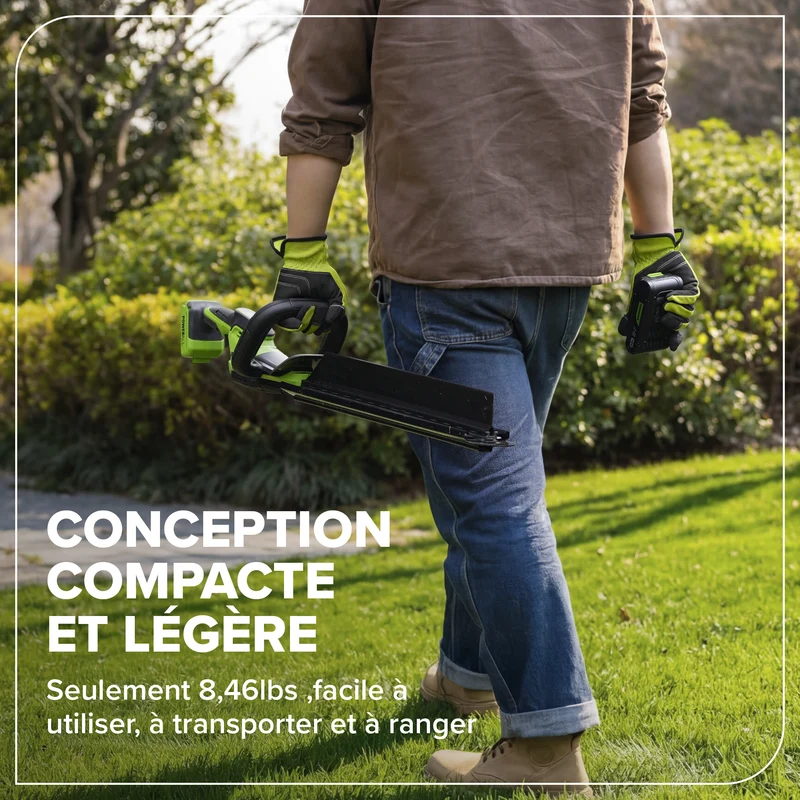 24V 20" Brushless Hedge Trimmer, 2.0Ah Battery and 30W Charger Included