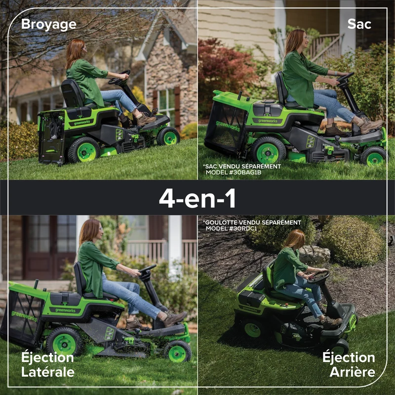 80V 30" CrossoverT Riding Lawn Tractor, (4) 6.0Ah Batteries and 600 Watt Charger Included | CRT308