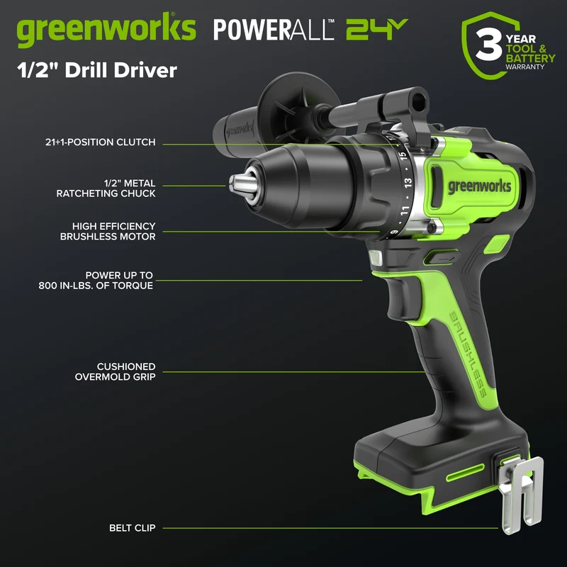 24V Cordless Brushless 1/2" Drill Driver (Tool Only)
