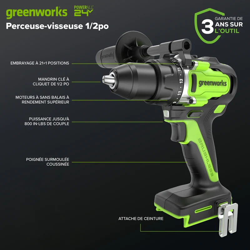 24V Cordless Brushless 1/2" Drill Driver (Tool Only)