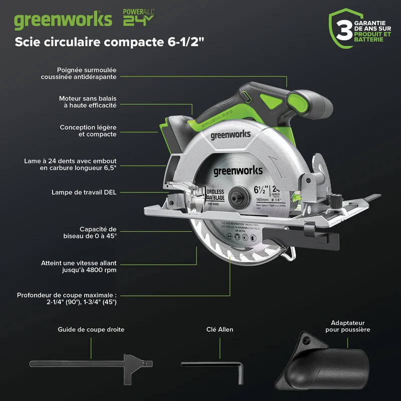 24V Brushless 6- 1/2'' Circular Saw (Tool Only)