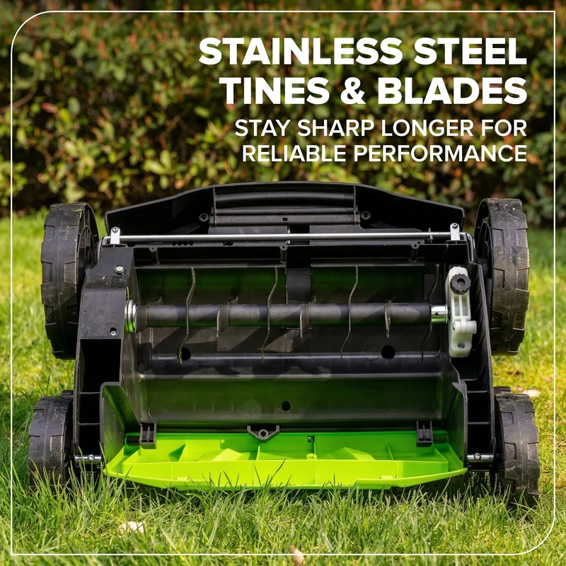 48V (24V X 2) 15" Cordless Battery Dethatcher/Scarifier, (2) 4.0Ah Batteries and 65W Charger Included