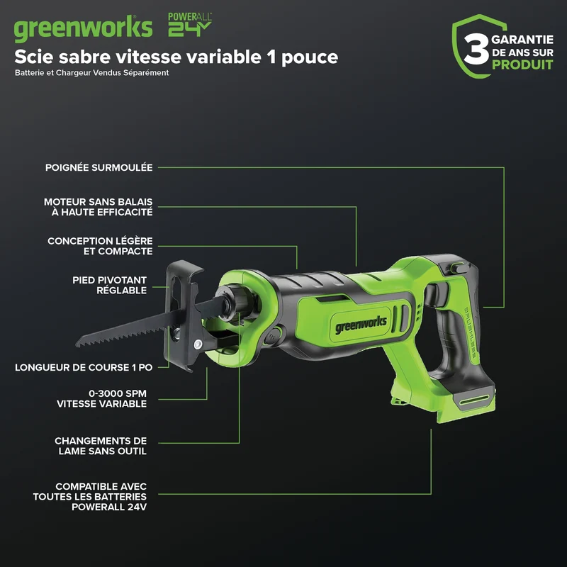 24V Brushless 1" Reciprocating Saw (Tool Only)