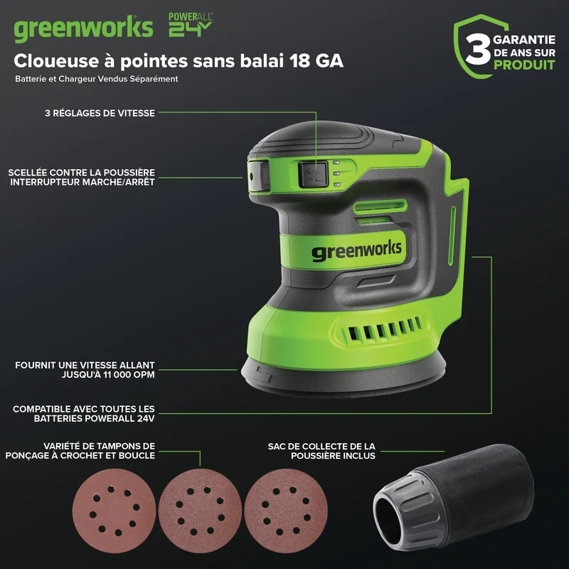 24V 5" Orbital Sander (Tool Only)