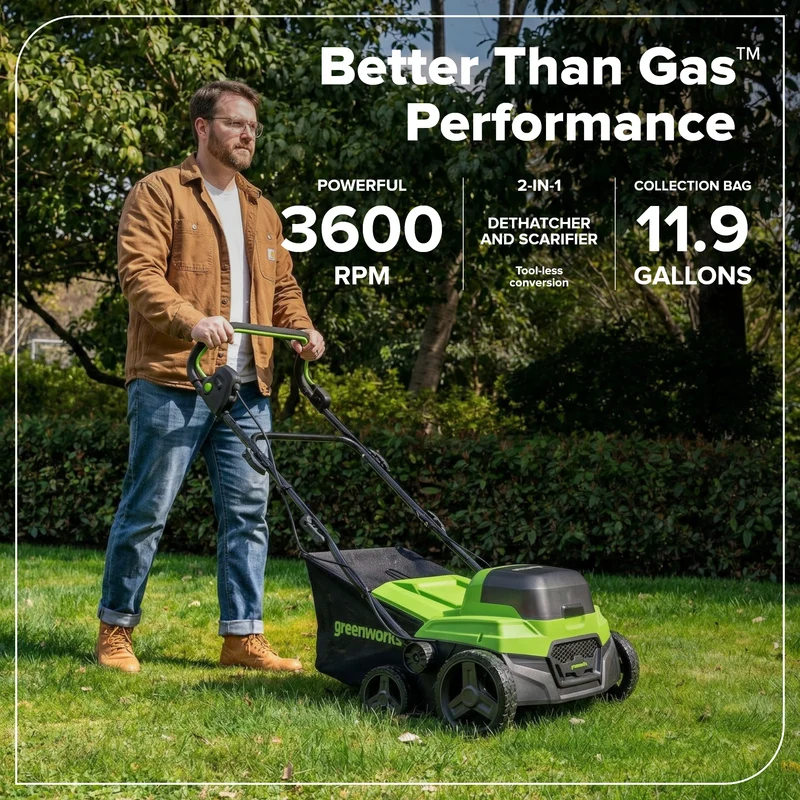 48V (24V x 2) 15" Brushless Dethatcher / Scarifier (Tool Only)