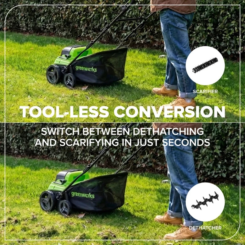 48V (24V x 2) 15" Brushless Dethatcher / Scarifier (Tool Only)