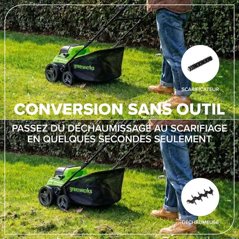 48V (24V x 2) 15" Brushless Dethatcher / Scarifier (Tool Only)