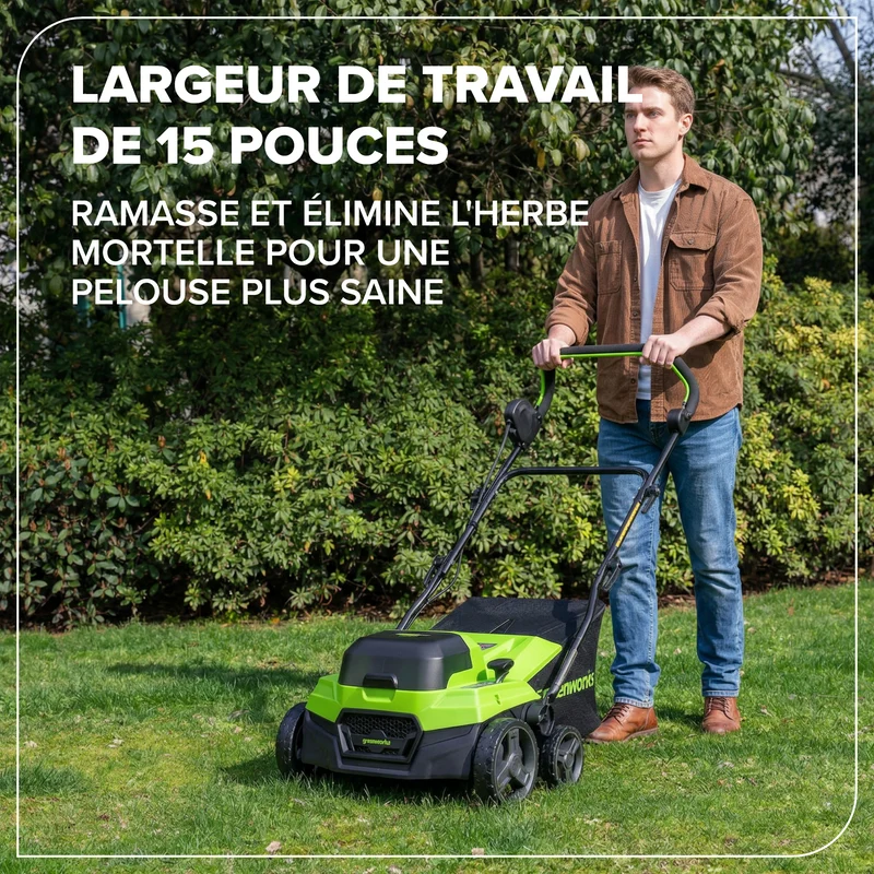 48V (24V x 2) 15" Brushless Dethatcher / Scarifier (Tool Only)