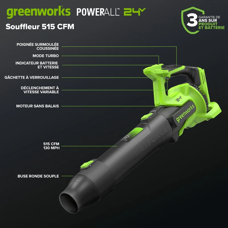 24V Brushless 515 CFM - 130 MPH Blower (Tool Only)