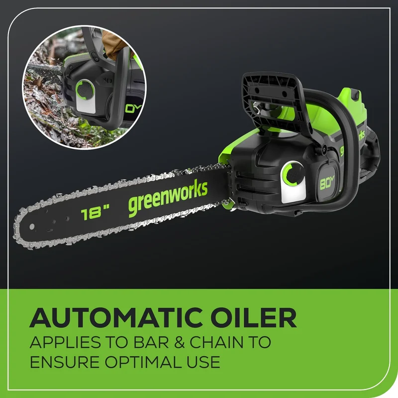 80V 18" Brushless Cordless Chainsaw, 4.0Ah Battery and Charger Included