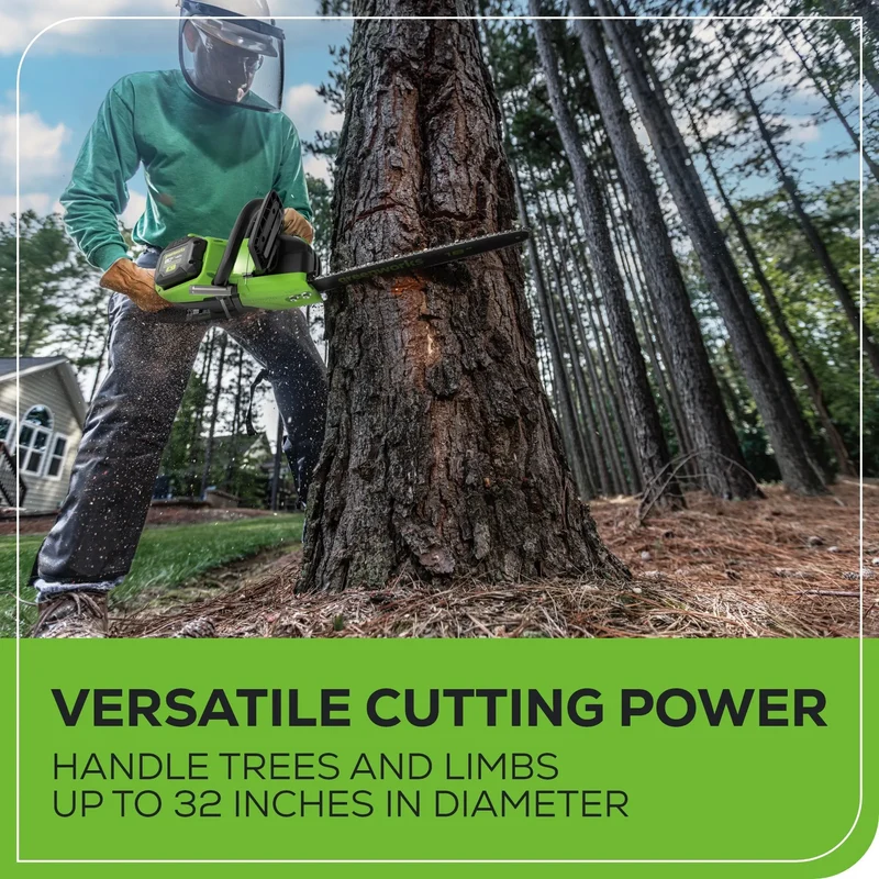 80V 18" Brushless Cordless Chainsaw, 4.0Ah Battery and Charger Included